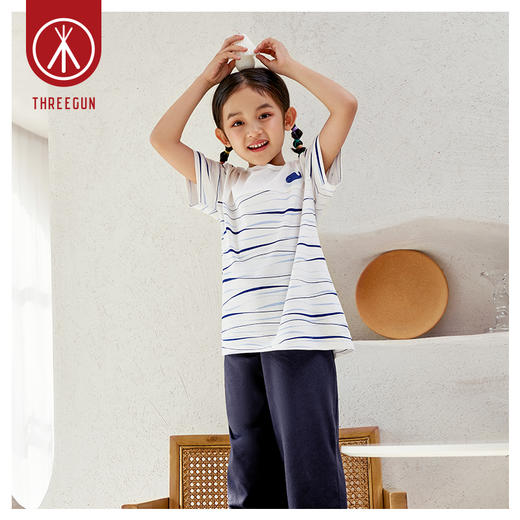 Threegun三枪 【舒感棉】圆领短袖中裤少儿家居套儿童家居服-82047D011 商品图2