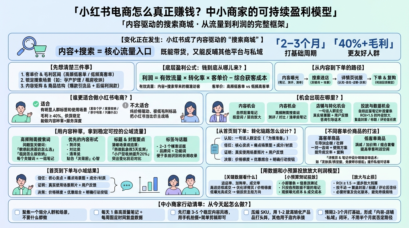 小红书电商的核心盈利模型怎么搭？  