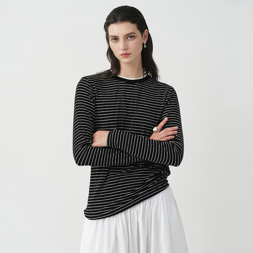 初棉372601029 -天丝羊毛假两件T恤 商品图3