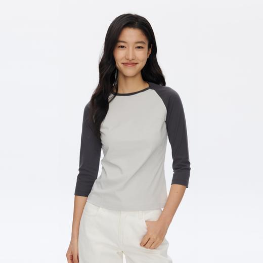 Oneup撞色插肩七分袖T恤 商品图2