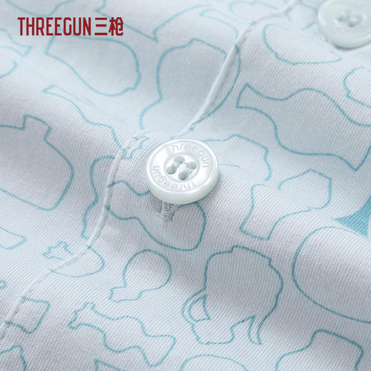 Threegun三枪 水柔棉翻领开襟短袖长裤女家居套-T80150D01 商品图7