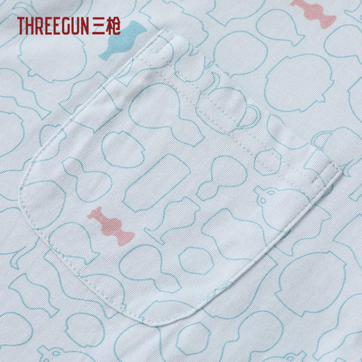 Threegun三枪 水柔棉翻领开襟短袖长裤女家居套-T80150D01 商品图9
