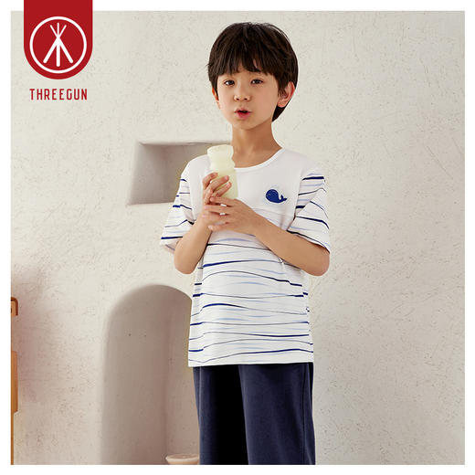 Threegun三枪 【舒感棉】圆领短袖中裤少儿家居套儿童家居服-82047D011 商品图3