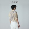 LIYIHAN 2026夏季新款印花衬衣女真丝上衣V领短袖衬衫小众设计感 商品缩略图4