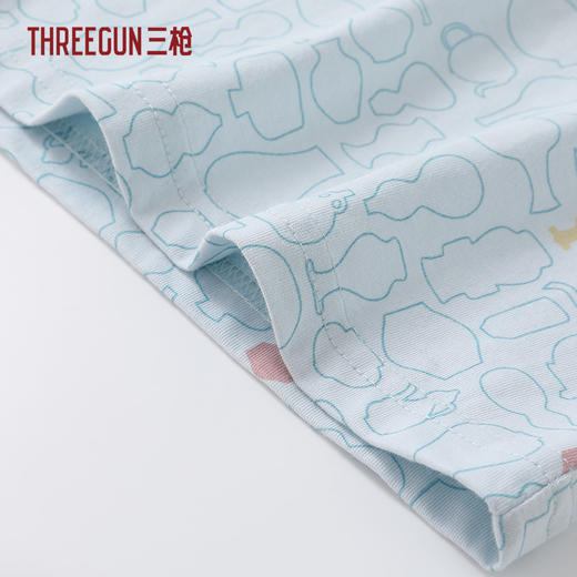 Threegun三枪 水柔棉翻领开襟短袖长裤女家居套-T80150D01 商品图8