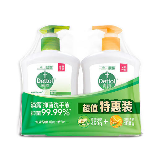 滴露抑菌洗手液植物呵护+自然清新450g+450g 商品图0