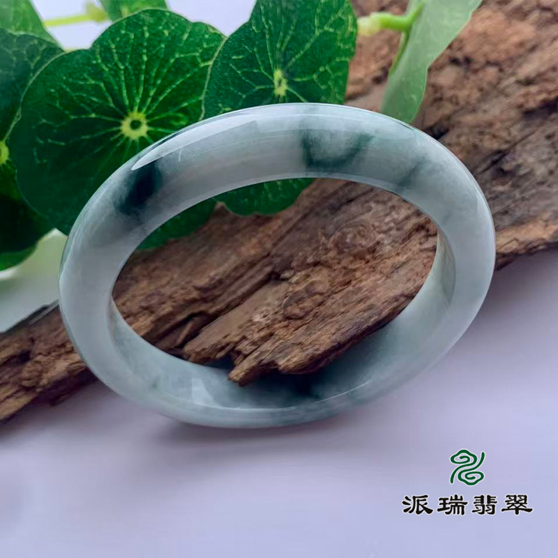 派瑞翡翠 翡翠手镯 糯种 飘花