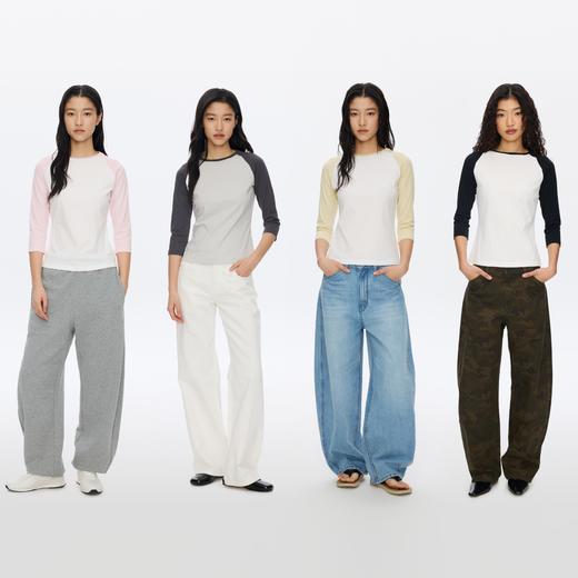 Oneup撞色插肩七分袖T恤 商品图4