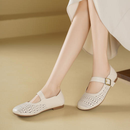 西村名物2025年夏季新款舒适平底一字带玛丽珍洞洞镂空鞋T25AH16121 商品图7