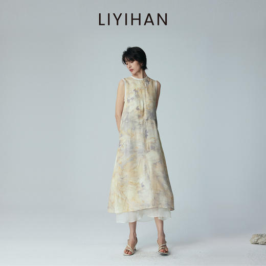 LIYIHAN 2026夏季新款真丝连衣裙女无袖直筒背心裙中长款A字裙子 商品图3
