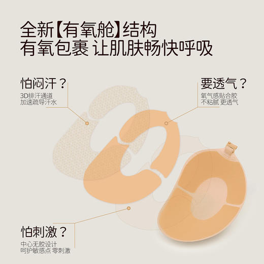 好奇蜜斯女士防走光防凸点3D立体大芒果杯深V聚拢轻薄透气乳贴-轻肤氧气乳贴 商品图1