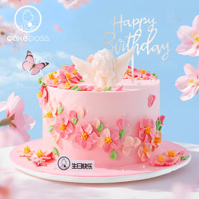 “樱落知春”水果奶油生日蛋糕
