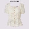 MAXRIENY波嬉风镂空蕾丝方领上衣女高级气质感修身显瘦25夏季女装(货号:MS86TP260) 商品缩略图4
