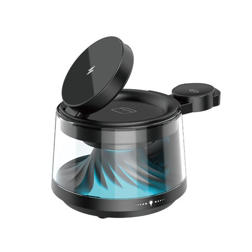 唯吾流光无线充Wi-W039低音炮长续航炫彩灯光3d环绕音响三合一多功能无线充智能支架支持手机无线充 流光五合一无线充音箱 商品图0