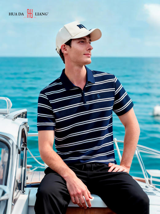 男装26春夏新品反领polo条纹短袖2294-88011 商品图0