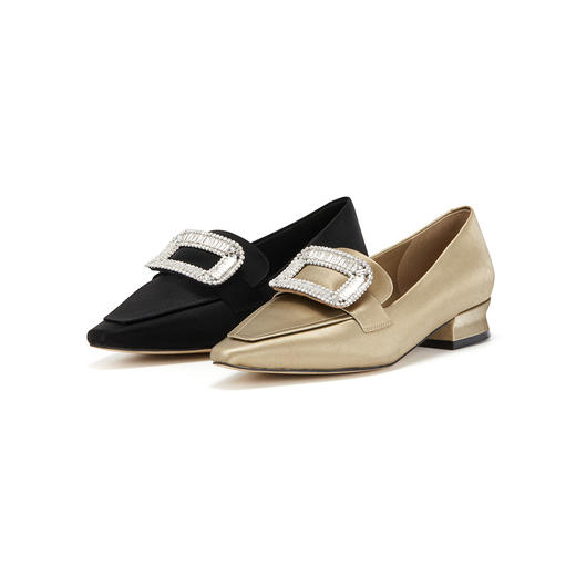 westory平跟金属色质感奶奶鞋尖头单鞋W23CM73011 商品图0