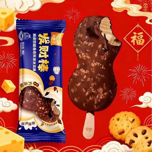 【新品尝鲜】和路雪发财棒脆皮奶酪曲奇风味冰淇淋66G 商品图0