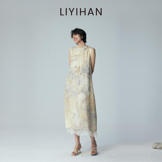 LIYIHAN 2026夏季新款真丝连衣裙女无袖直筒背心裙中长款A字裙子 商品图2