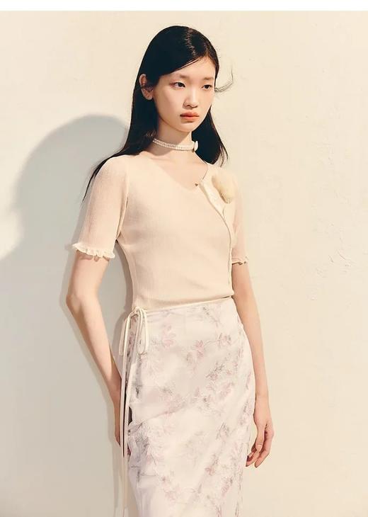 MAXRIENY优雅套头针织毛衫淡人穿搭立体花设计修身上衣MS86SW032A20 商品图4