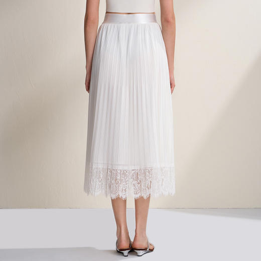 EITIE爱特爱法式优雅高腰A字百叶褶蕾丝花边半身裙2026夏季新款B2606204 商品图4