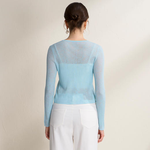 EITIE爱特爱温柔显瘦肌理感薄款V领针织衫防晒开衫外套2026夏新款B2601218 商品图9