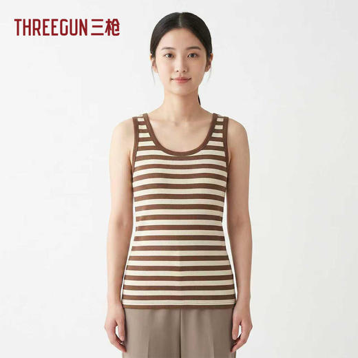 Threegun三枪 彩条罗纹女背心-T30001A01 商品图1