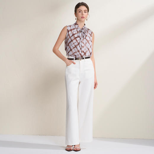 下架-EITIE爱特爱优雅气质木耳边上衣通勤休闲百搭无袖衬衫2026夏新款B2613224 商品图3