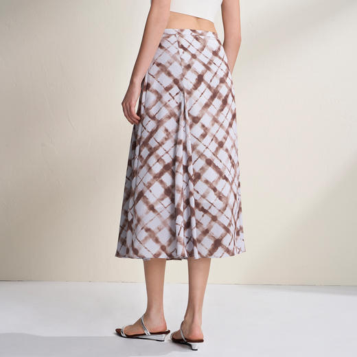 下架-EITIE爱特爱复古艺术感A字廓形格纹格子印花半身裙2026夏季新款B2606220 商品图4