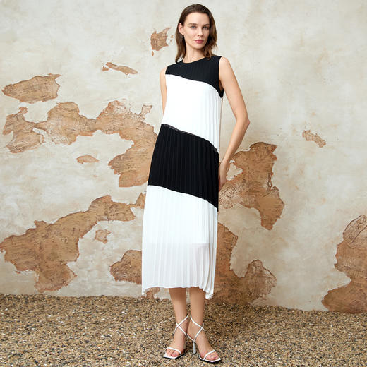 EITIE爱特爱时尚撞色气质显瘦无袖长裙连衣裙夏季新款8207926 商品图1