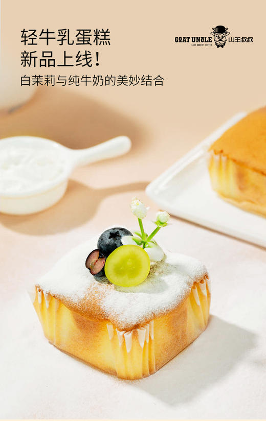 严选 | 山羊叔叔轻牛乳蛋糕 408g/箱 （内含8枚 独立包装 两种口味) 15天新鲜短保  零蔗糖 零防腐剂 商品图5