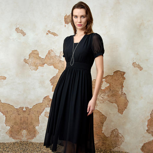 EITIE爱特爱法式优雅收腰飘逸轻薄显瘦连衣裙夏新款8207928 商品图8