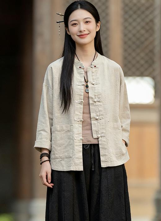 预售 臣禾	【棉麻对襟外套】 舒适休闲外套	9261010375 商品图0