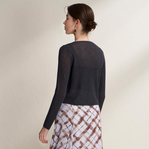 EITIE爱特爱温柔显瘦肌理感薄款V领针织衫防晒开衫外套2026夏新款B2601218 商品图12