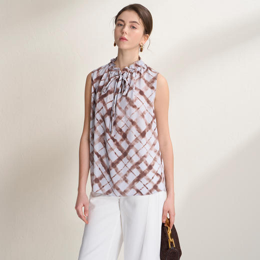 下架-EITIE爱特爱优雅气质木耳边上衣通勤休闲百搭无袖衬衫2026夏新款B2613224 商品图2