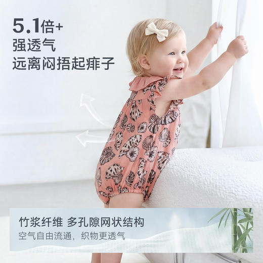 【2026春夏新品】ibaby×outlast太空科技恒温纱布圆领荷叶边包屁衣/纱布小公主裙 商品图2