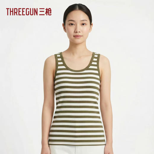 Threegun三枪 彩条罗纹女背心-T30001A01 商品图0