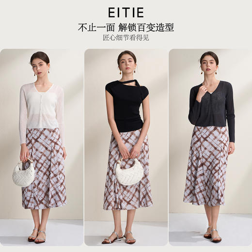 下架-EITIE爱特爱复古艺术感A字廓形格纹格子印花半身裙2026夏季新款B2606220 商品图0