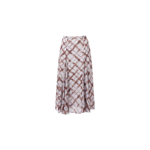 下架-EITIE爱特爱复古艺术感A字廓形格纹格子印花半身裙2026夏季新款B2606220 商品图5