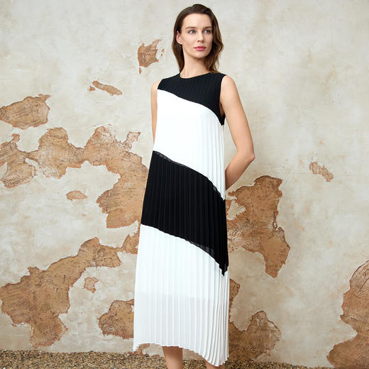 EITIE爱特爱时尚撞色气质显瘦无袖长裙连衣裙夏季新款8207926 商品图2