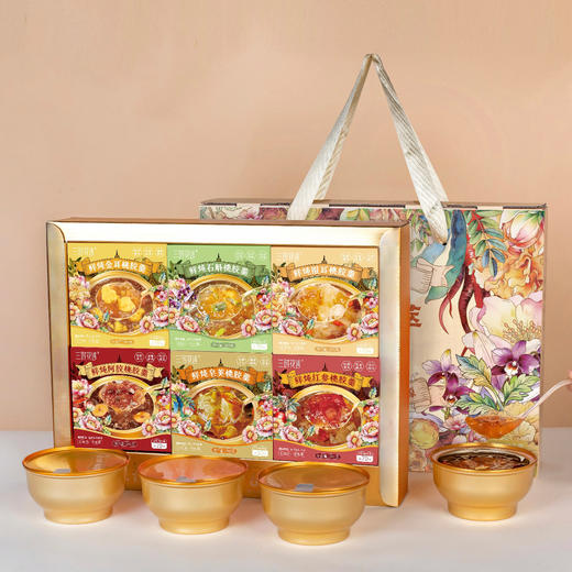 三时花述 东方植萃鲜炖桃胶羹1560克/盒（260克X6碗） 商品图4