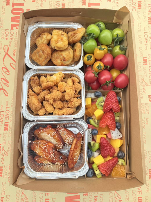 【出游套餐A】鸡翅+鸡块+鸡米花+果切+三色番茄 商品图0