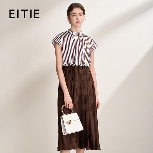EITIE爱特爱复古通勤风假两件设计感收腰无袖连衣裙2026夏季新款B2607250 商品图0