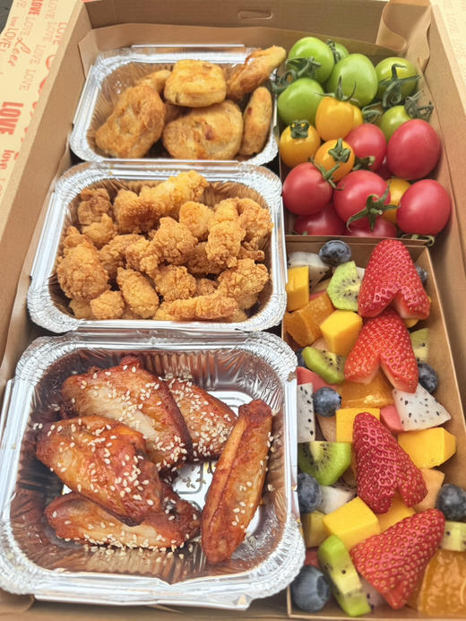 【出游套餐A】鸡翅+鸡块+鸡米花+果切+三色番茄 商品图3