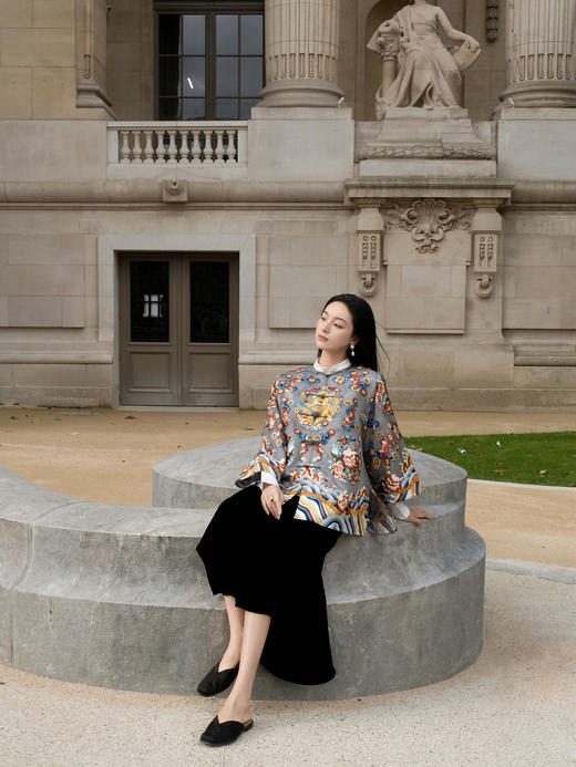 盛唐牡丹|高货-重缎真丝满绣蟒袍-唯一款[特价品](不退不换）-灰色 商品图3