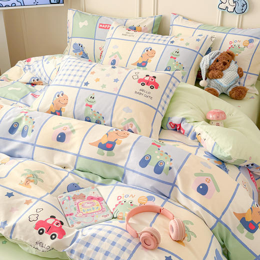 【春夏上新】自然醒全棉简约四件套40支12868卡通印花四件套兔与花笺系列大耳朵兔兔100纯棉儿童三件套JY 商品图7