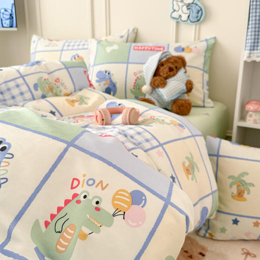 【春夏上新】自然醒全棉简约四件套40支12868卡通印花四件套兔与花笺系列大耳朵兔兔100纯棉儿童三件套JY 商品图11