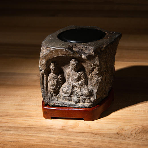 南北朝佛造像古砖镶嵌歙石制砚 商品图1