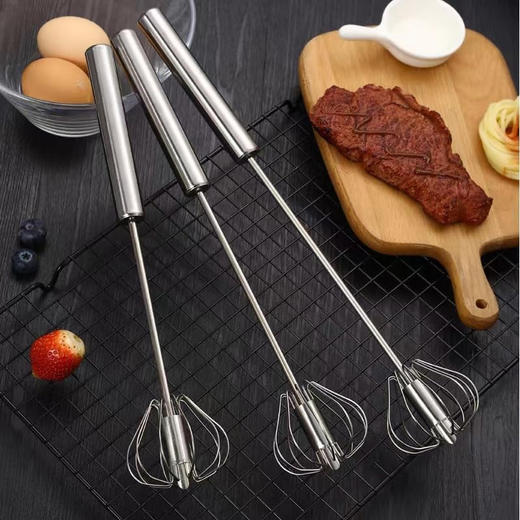 美国 不锈钢半自动打蛋器  厨房烘焙烹饪工具 手持按压式 打奶油黄油鸡蛋 商品图0