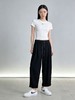 促→垂感面料裤！【自营】2578黑色百搭松紧腰卷边九分哈伦裤-喜出 商品缩略图1