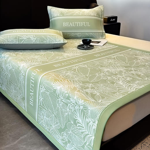 【春夏上新】自然醒5A乙纶全PE花卉轻奢提花凉感软凉席高端夏季冰丝凉席三件套床笠凉感空调单席垫子（可水洗机洗）QJ 商品图12
